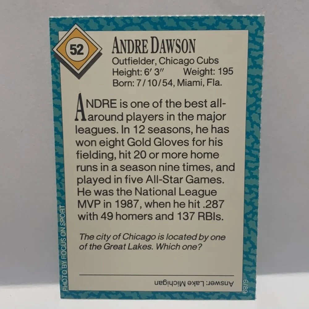 Andre Dawson Cubs #52 MLB Sports Illustrated for Kids (MISC6)